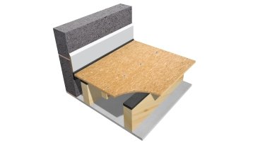 Impactafoam fitted between the joists of a timber floor